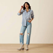 Ariat Bluse Billie Jean Damen Ashleigh Blue Crystal Southwes Ariat Bluse Billie Jean Damen Ashleigh Blue Crystal Southwes