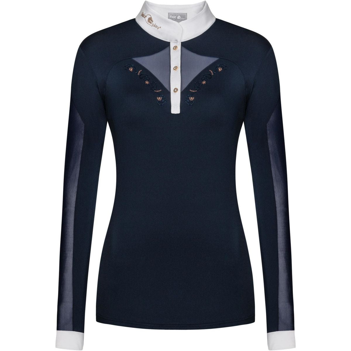 Fair Play Turniershirt Cathrine Rosegold Navy/Weiß