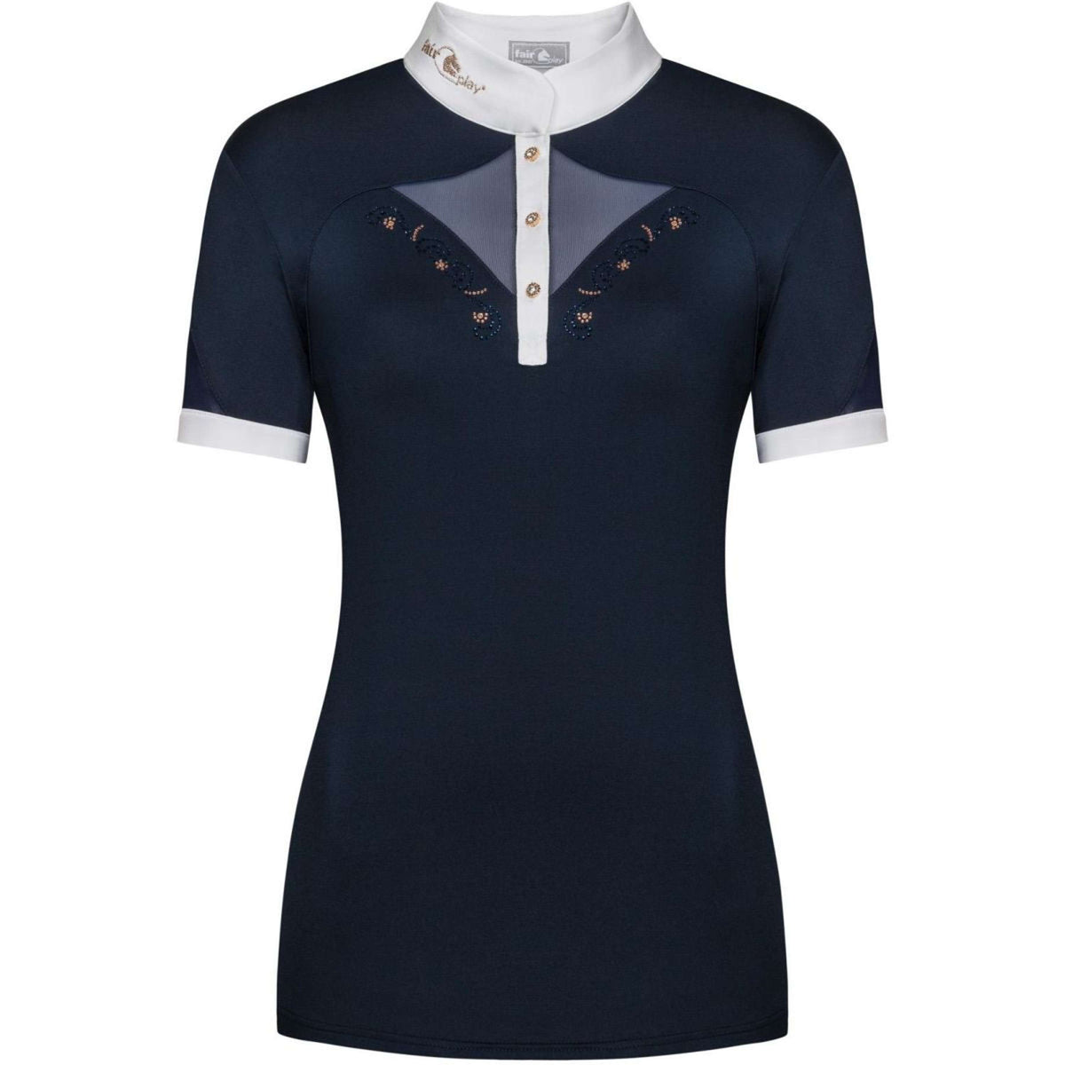 Fair Play Turniershirt Cathrine Rosegold Kurze Ärmel Navy/Weiß