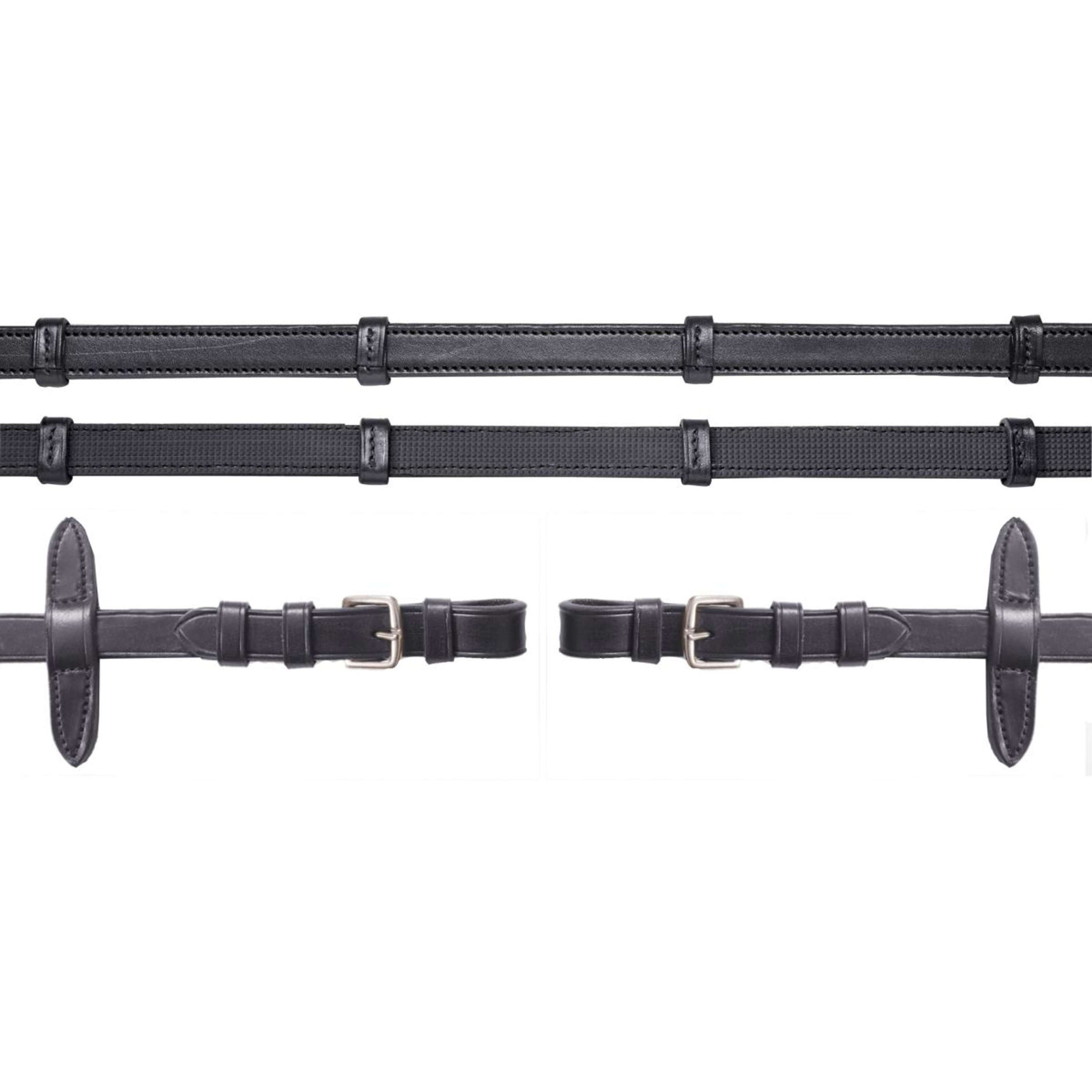 Schockemöhle Zügel Gummi/Leder mit Schnallen Schwarz/Silber Schockemöhle Zügel Gummi/Leder mit Schnallen Schwarz/Silber