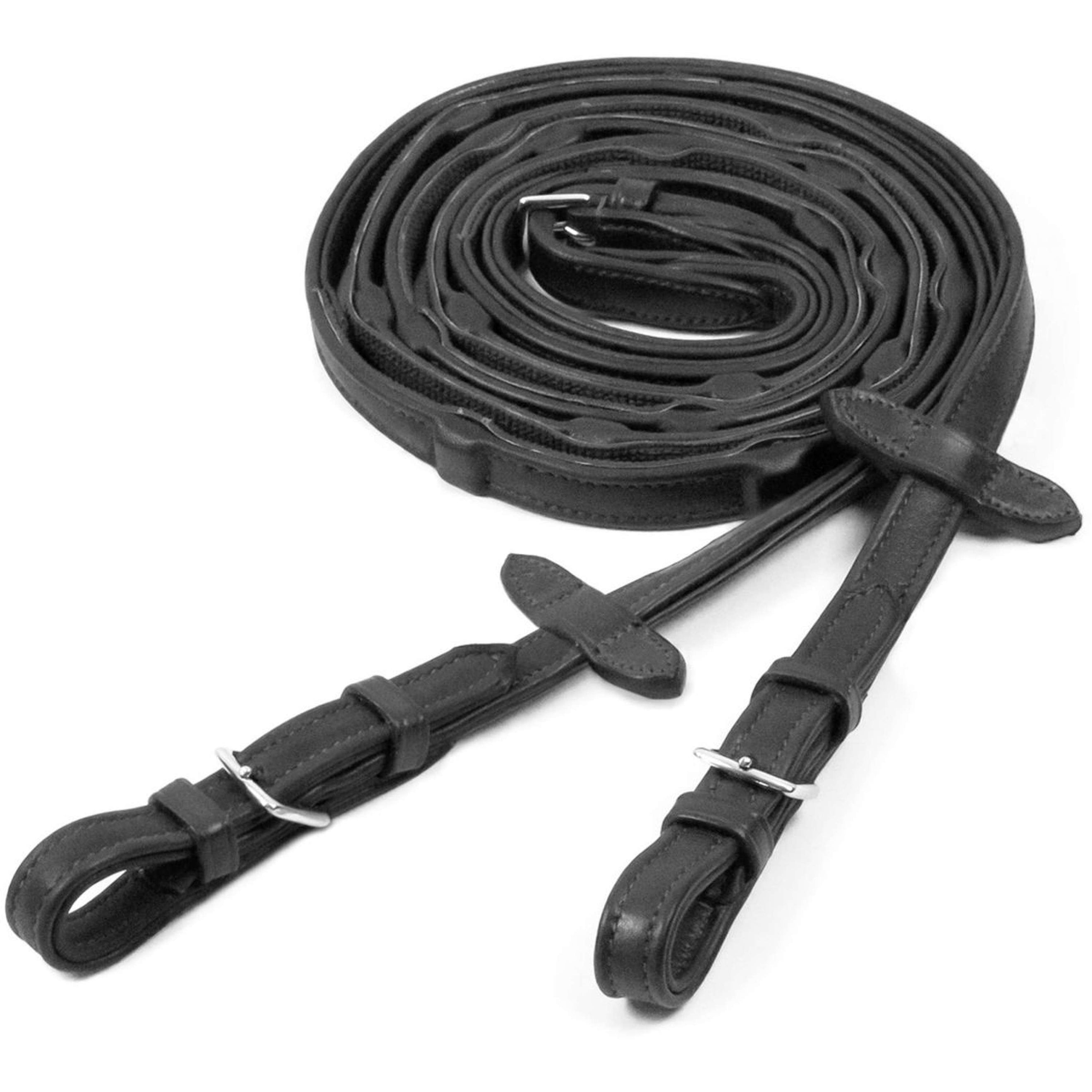 Schockemöhle Zügel Durasoft Grip Gummi Schwarz/Silber