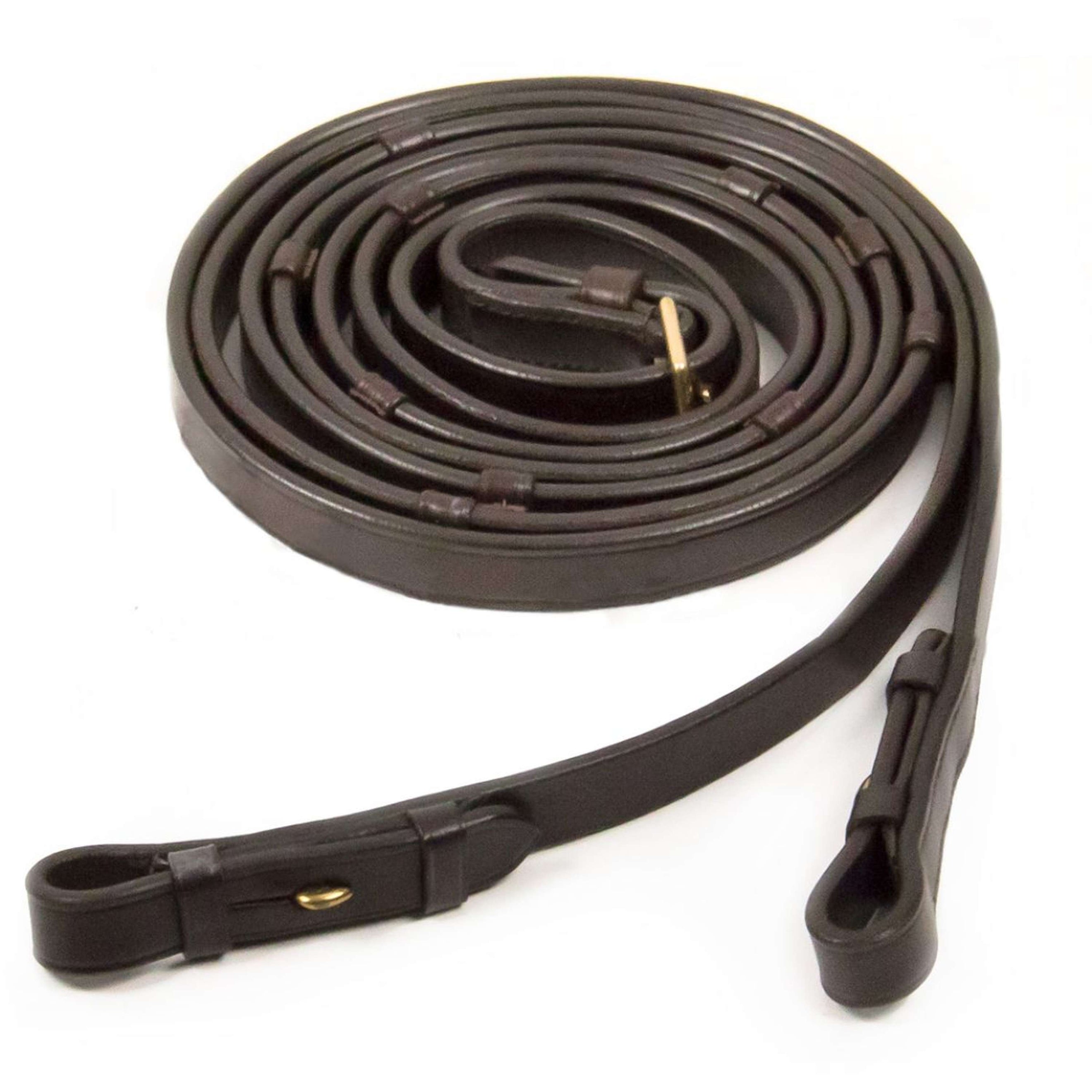 Schockemöhle Zügel Glatt Leder mit Stops Dunkelbraun/Gold Schockemöhle Zügel Glatt Leder mit Stops Dunkelbraun/Gold