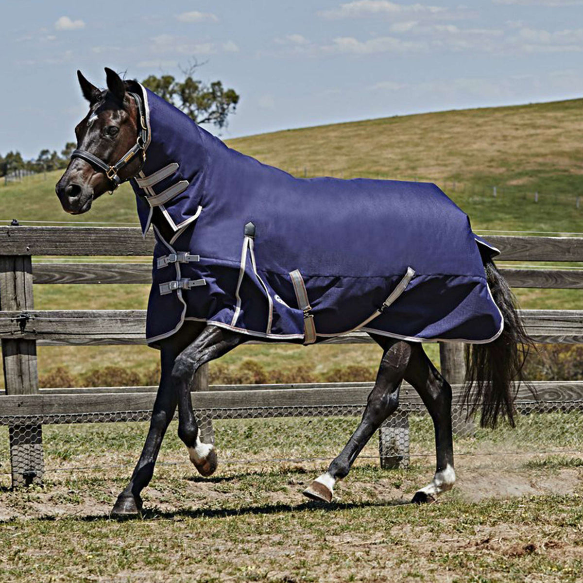 Weatherbeeta Lite Turnout Rug Combo Neck Comfitec Essential 0g Navy/Silver/Red