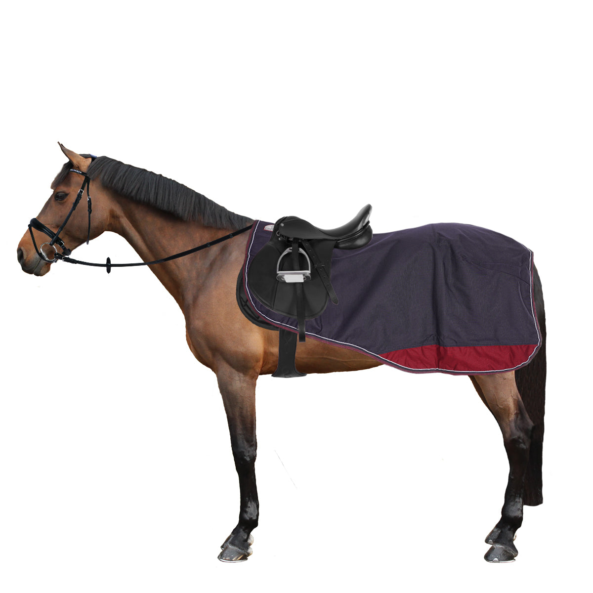 EQUITHÈME Ausreitdecke Tyrex 1200D Polar Fleece Navy/Burgundy