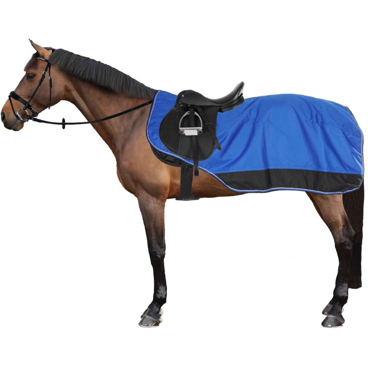 EQUITHÈME Ausreitdecke Tyrex 1200D Fleece Blau/Schwarz