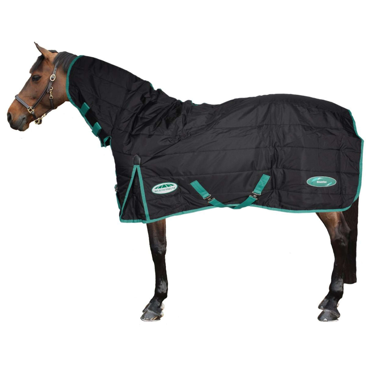 Weatherbeeta Stalldecke Green-Tec Stable Combo Neck Medium/Lite 150D 150g Schwarz/Bottle Green