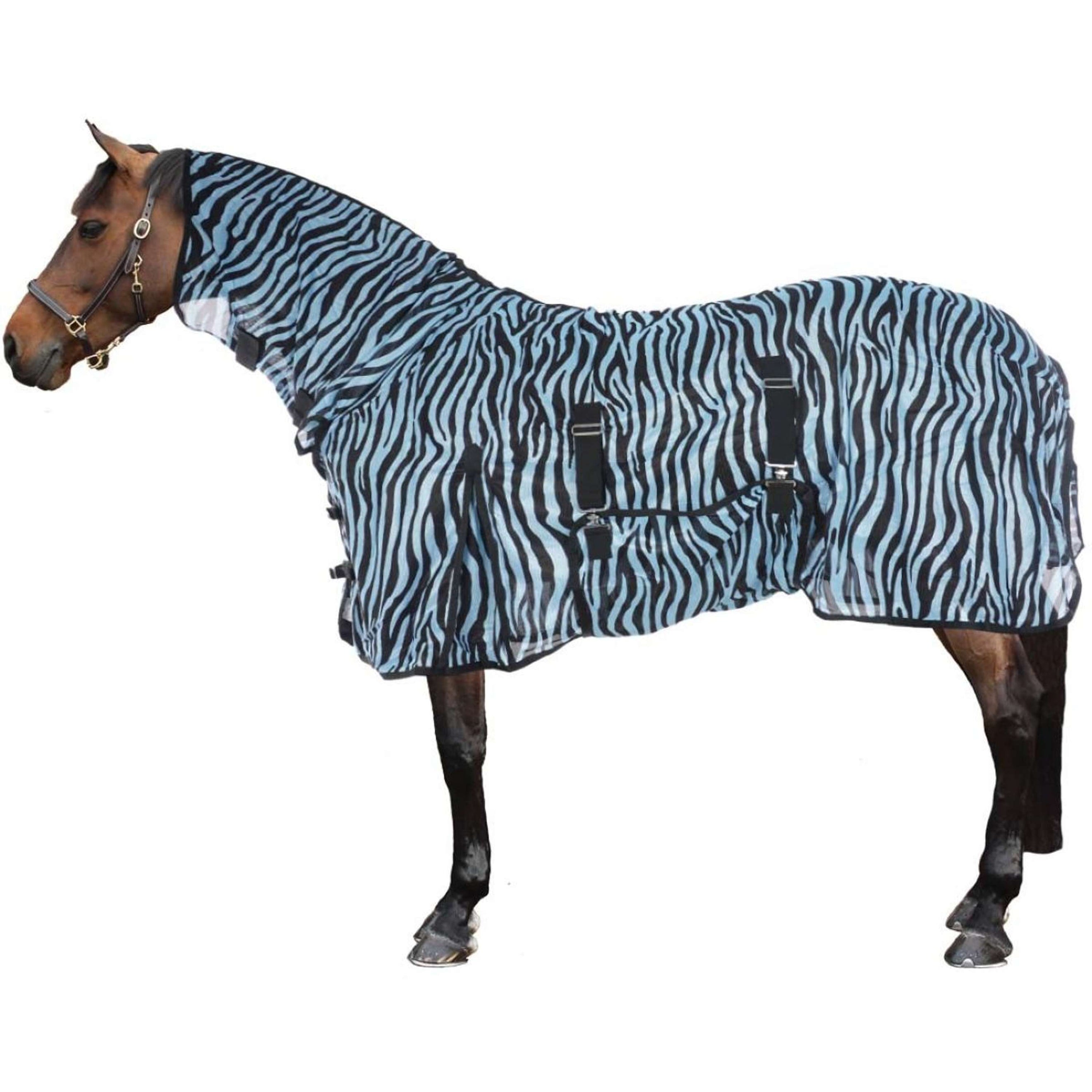 HKM Fliegendecke Zebra mit Halsteil Aqua/Schwarz HKM Fliegendecke Zebra mit Halsteil Aqua/Schwarz