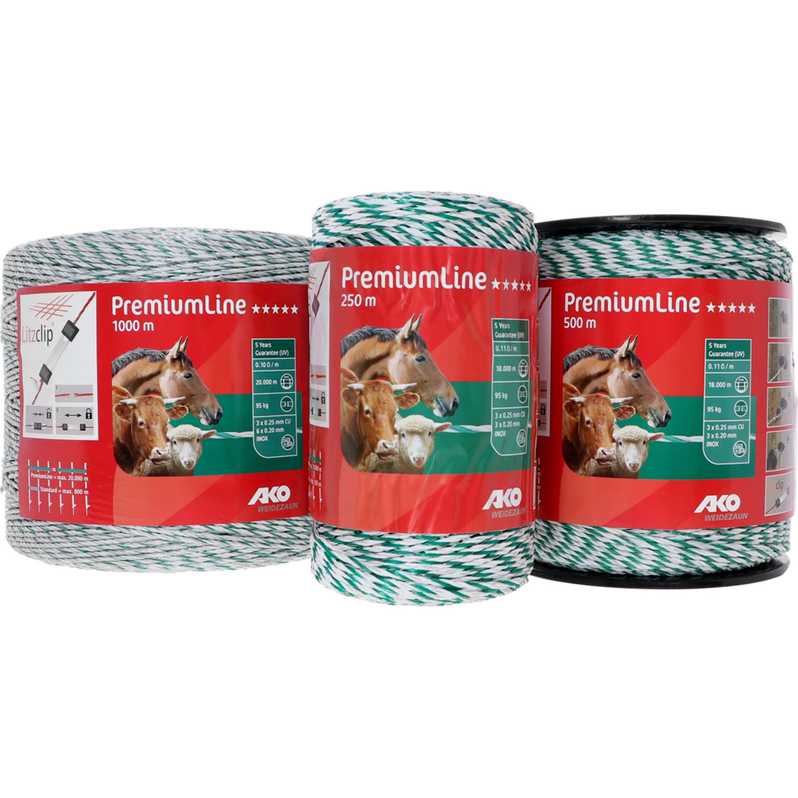 Ako Weidezaunlitze PremiumLine Weiß/Grün Ako Weidezaunlitze PremiumLine Weiß/Grün