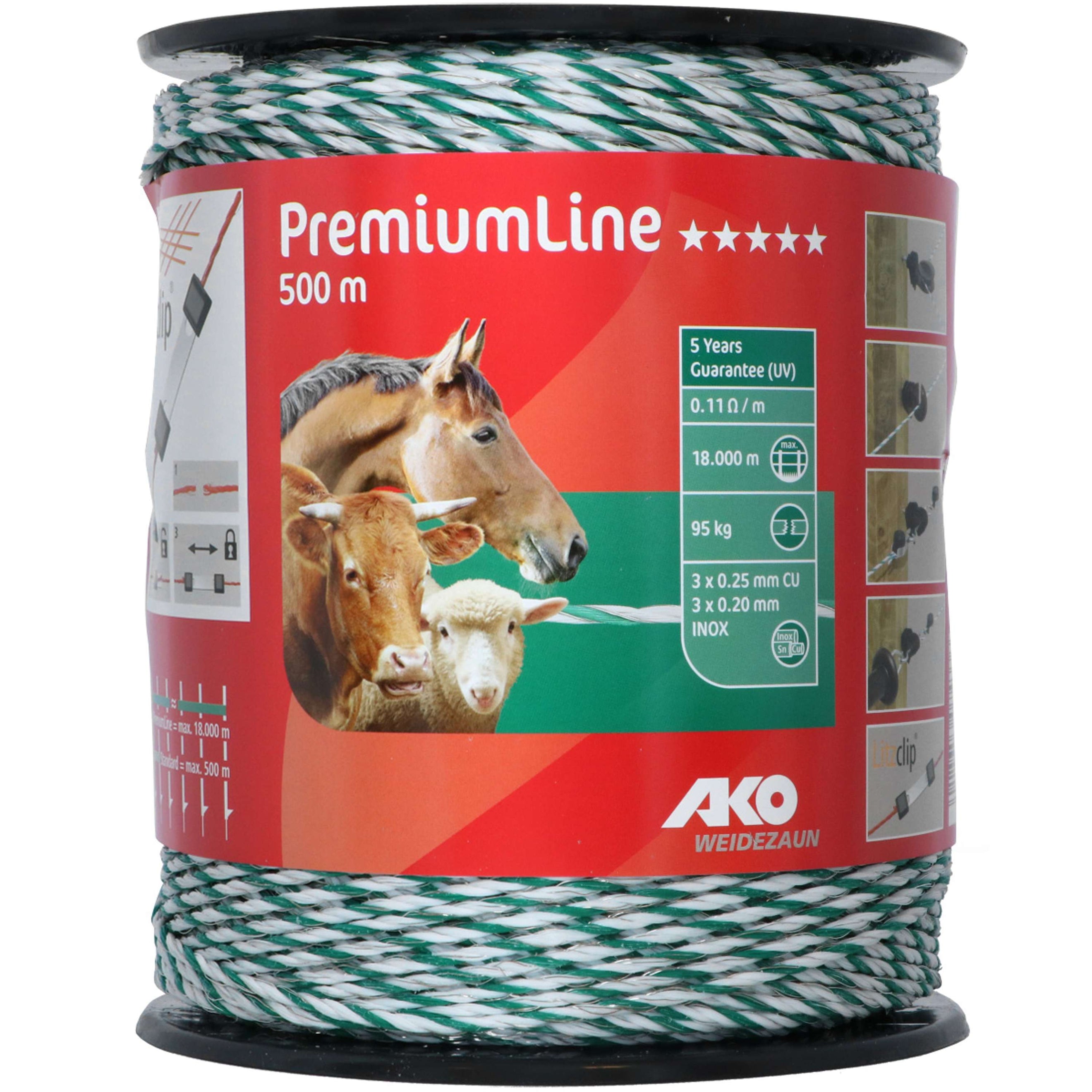 Ako Weidezaunlitze PremiumLine Weiß/Grün