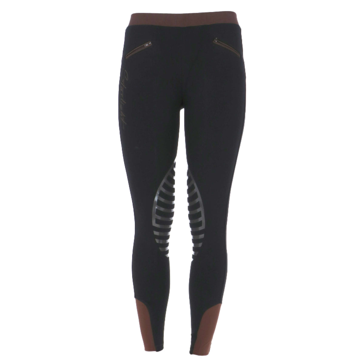 HKM Reitleggings Starlight Silikon Kniebesatz Damen Schwarz/Braun