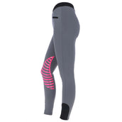 HKM Reitleggings Starlight Silikon Kniebesatz Damen Hellgrau/Rosa