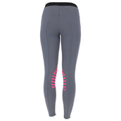 HKM Reitleggings Starlight Silikon Kniebesatz Damen Hellgrau/Rosa