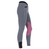 HKM Reitleggings Starlight Silikon Kniebesatz Damen Hellgrau/Rosa