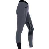 HKM Reitleggings Starlight Silikon Kniebesatz Grau/Schwarz