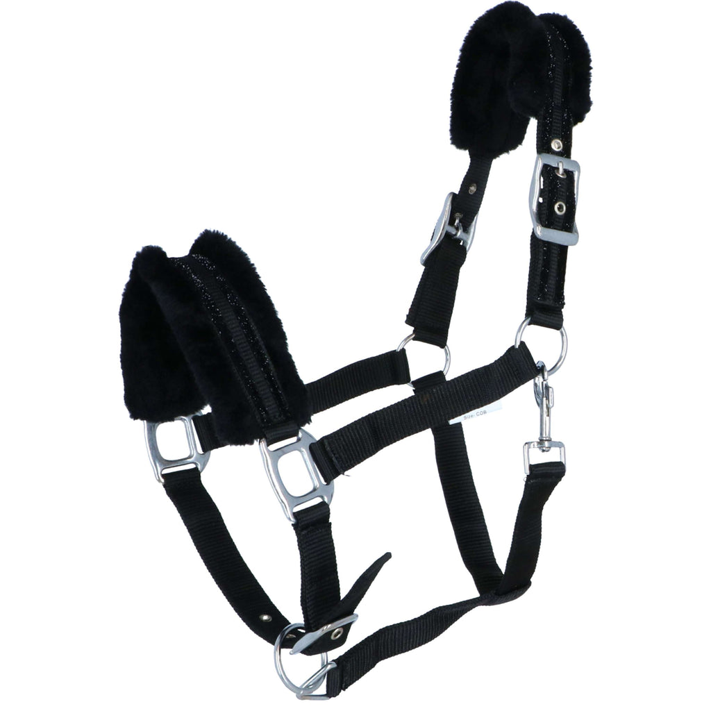 HKM Nylonhalfter Glitter mit Polarfleece Fütterung Schwarz