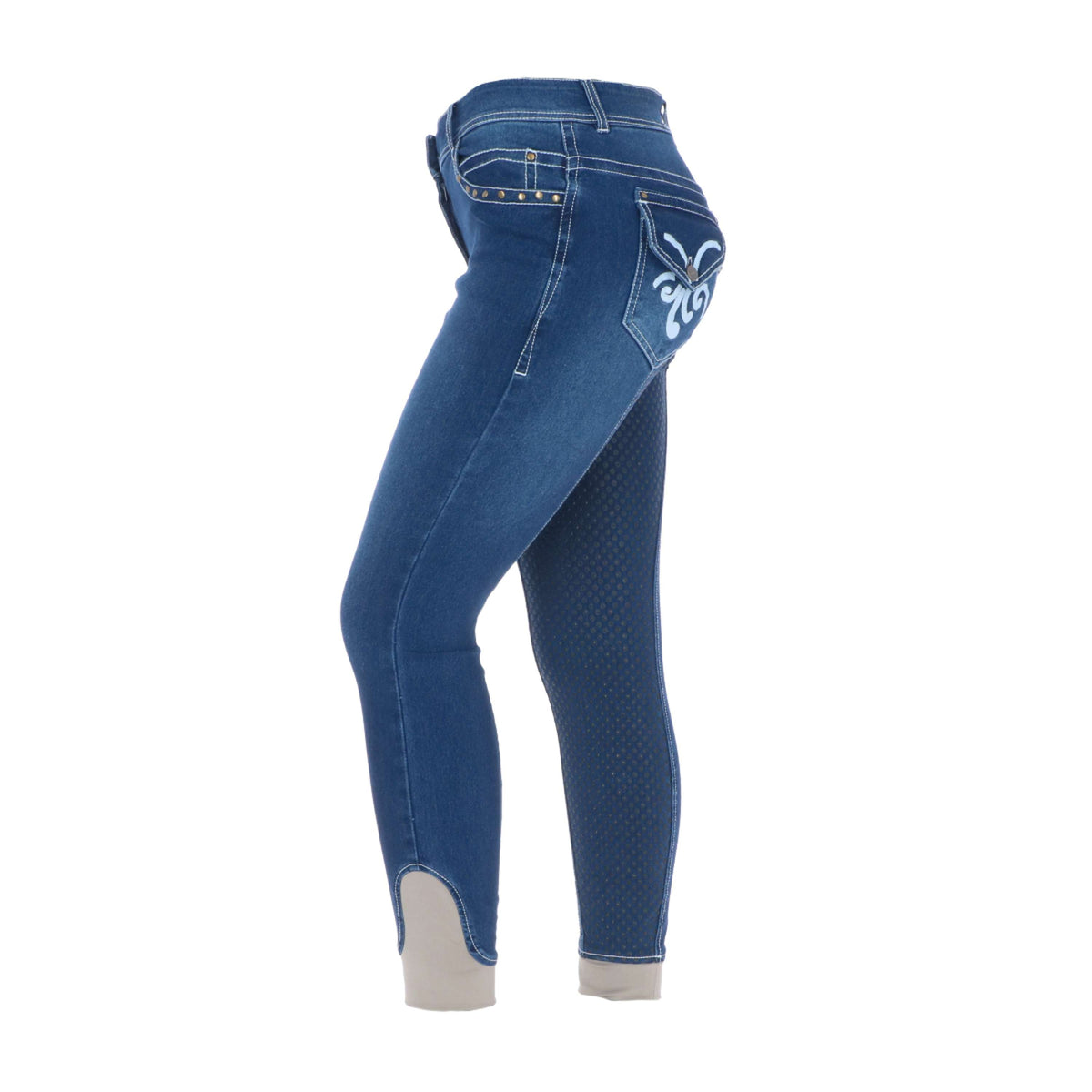 HKM Reithose Pasadena Summer Denim Silikon vollbesatz Jeans Blau