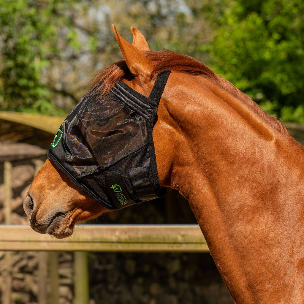 Agradi Horse Fliegenmaske Fine Mesh Ohne Ohren Schwarz