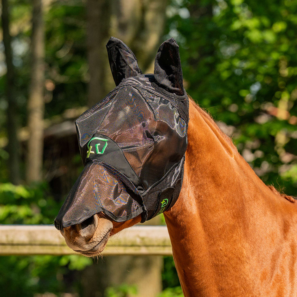 Agradi Horse Fliegenmaske Fine Mesh mit Ohren und Nase Schwarz