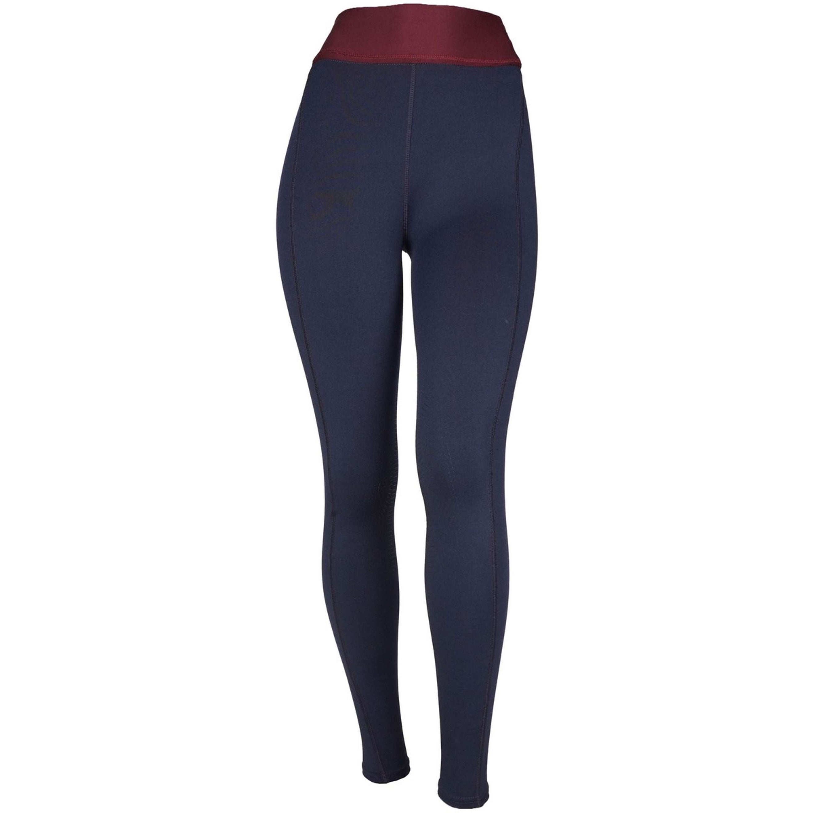 EQUITHÈME Reitleggings Tea Pull-On Silikon Kniebesatz Marineblau/Pflaumenrot