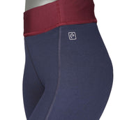 EQUITHÈME Reitleggings Tea Pull-On Silikon Kniebesatz Marineblau/Pflaumenrot