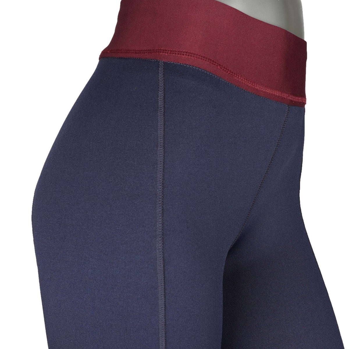 EQUITHÈME Reitleggings Tea Pull-On Silikon Kniebesatz Marineblau/Pflaumenrot