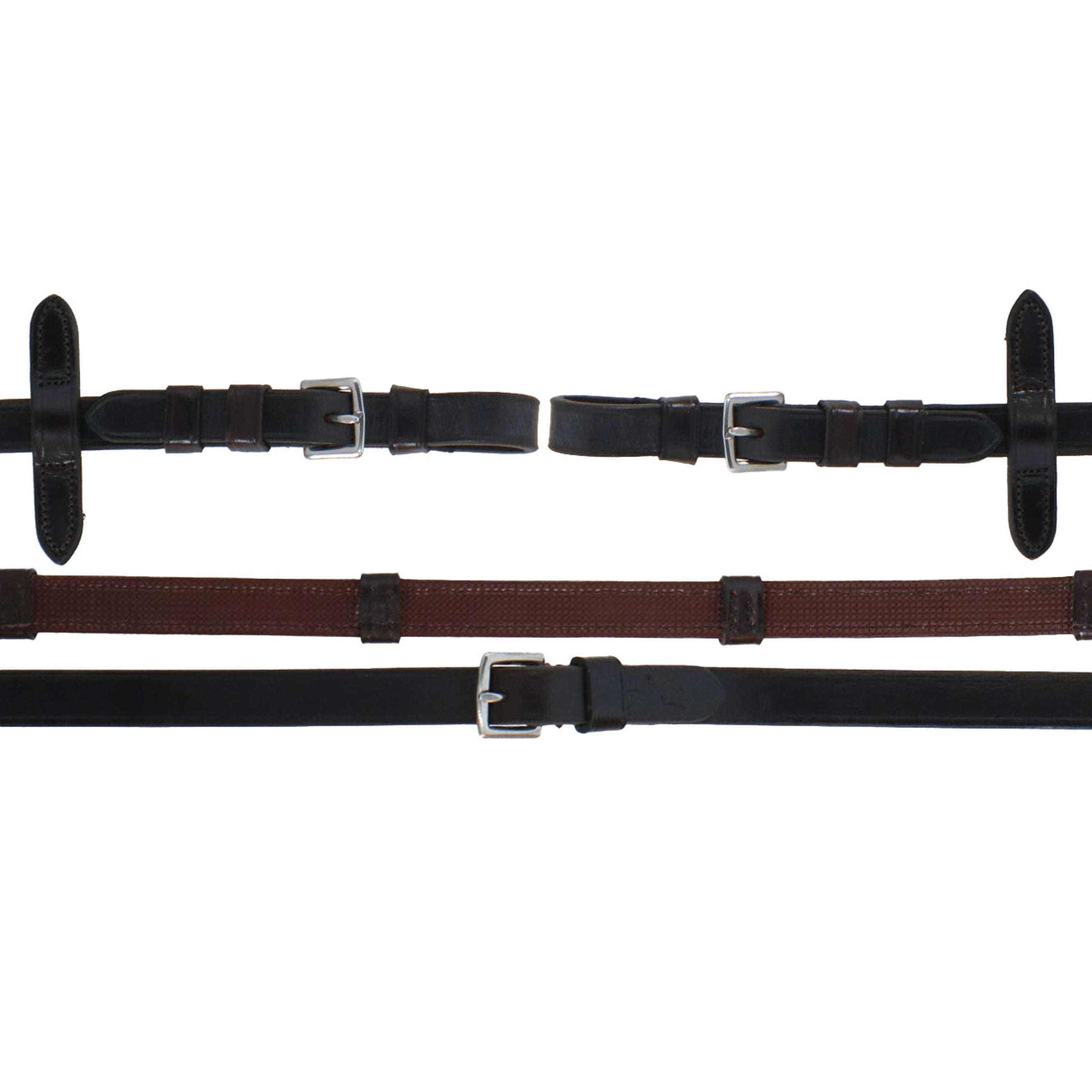 Schockemöhle Zügel Gummi/Leder mit Schnallen Dunkelbraun/Silber Schockemöhle Zügel Gummi/Leder mit Schnallen Dunkelbraun/Silber