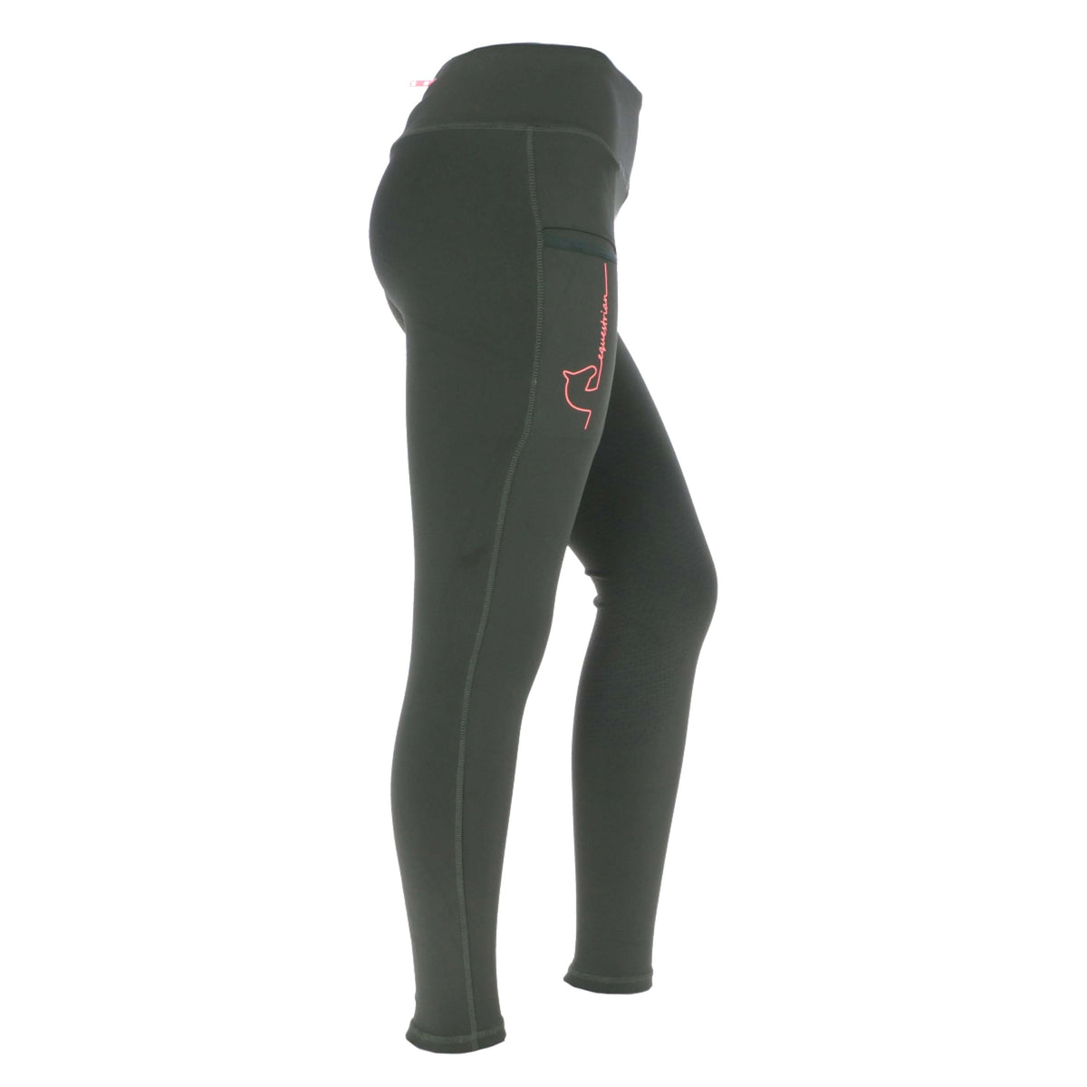 HKM Reitleggings Equestrian Full Grip Dunkelgrün