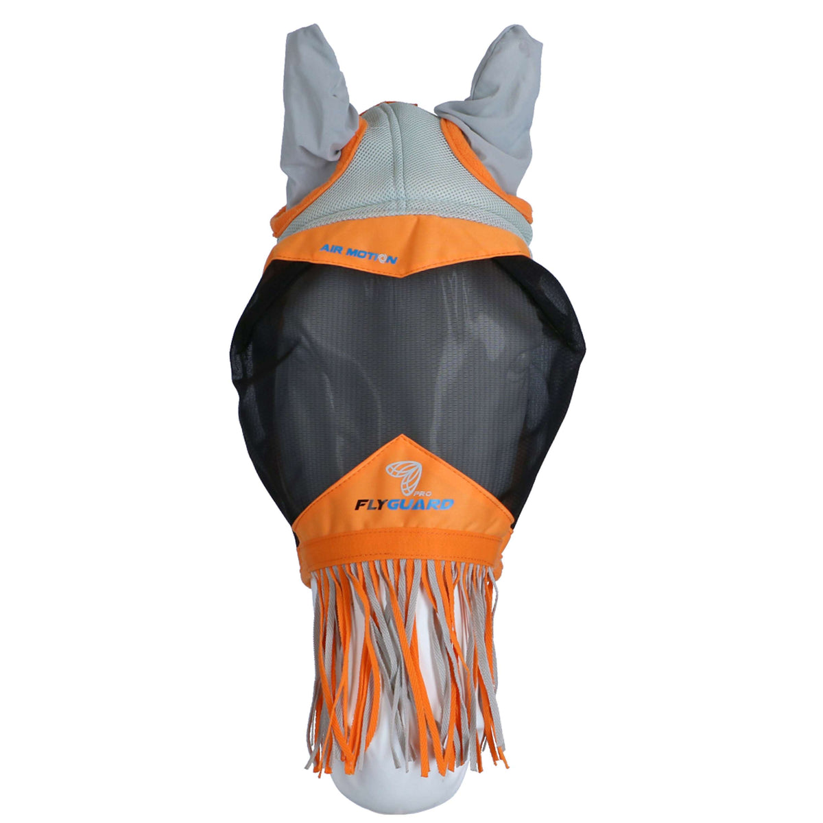 Shires Fliegenmaske Air Motion mit Ohren und Fransen Orange