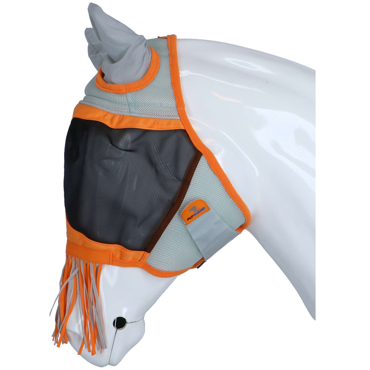 Shires Fliegenmaske Air Motion mit Ohren und Fransen Orange