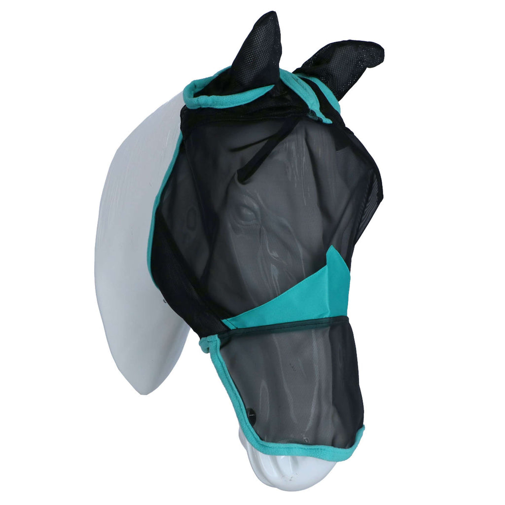 WeatherBeeta Fliegenmaske ComFiTec Deluxe Fine Mesh mit Ohren und Nase Schwarz/Türkis