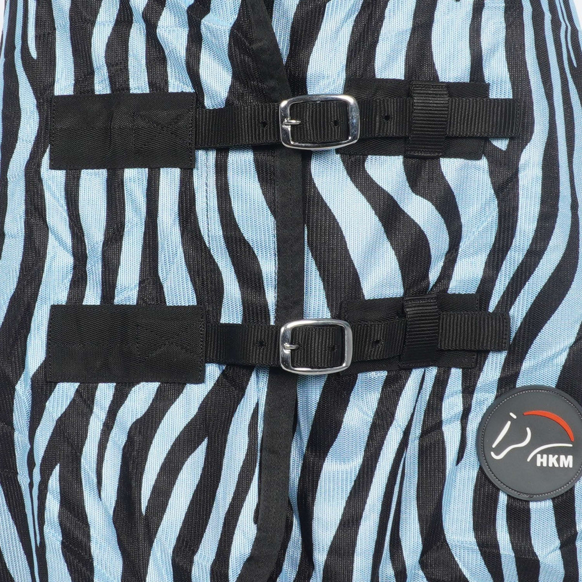 HKM Fliegendecke Zebra mit Halsteil Aqua/Schwarz