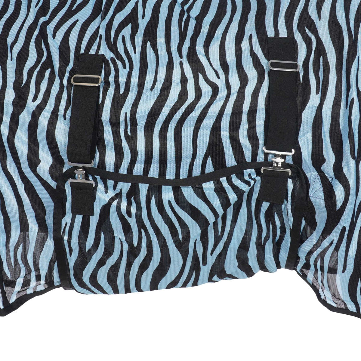 HKM Fliegendecke Zebra mit Halsteil Aqua/Schwarz