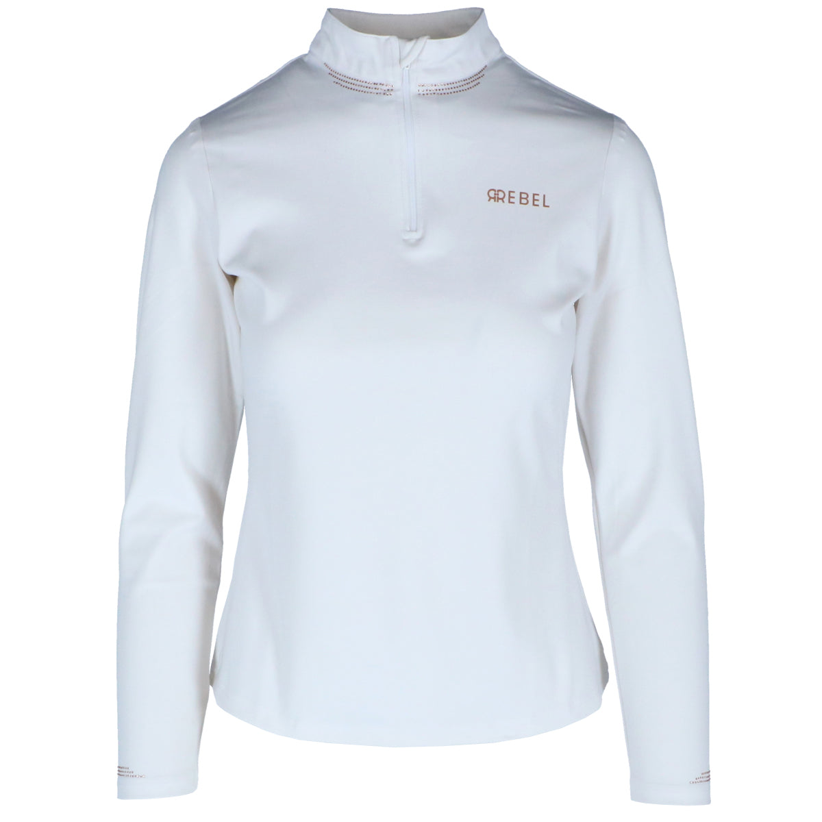 Rebel Shirt Lange Ärmel Crystal Roségoldenes Logo Weiß