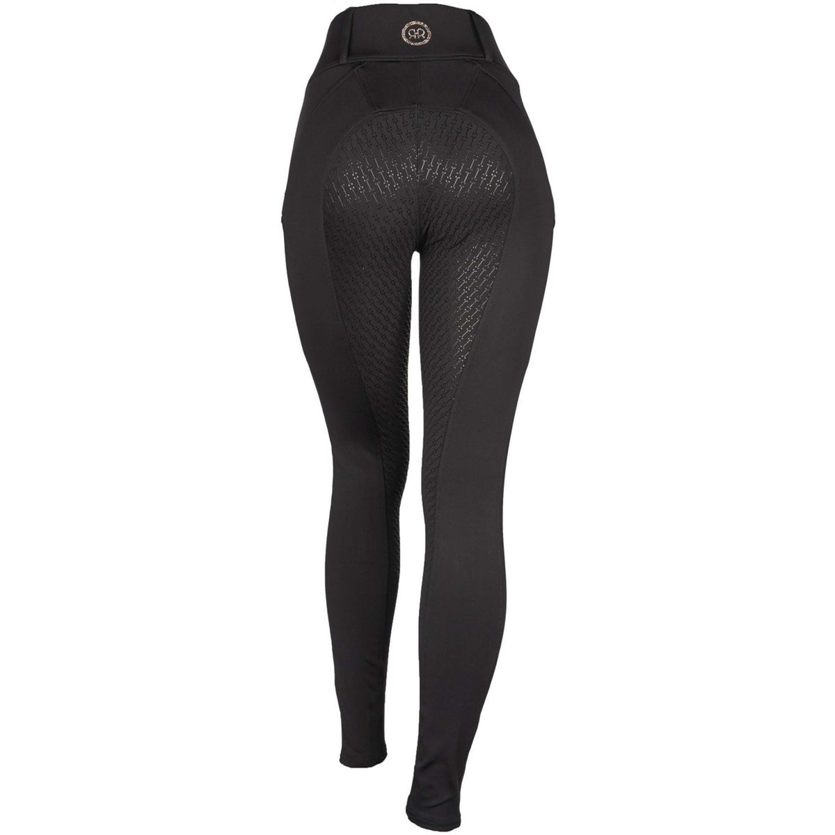 Rebel Reitleggings Beltloops Rosegold Crystals Full Grip Schwarz