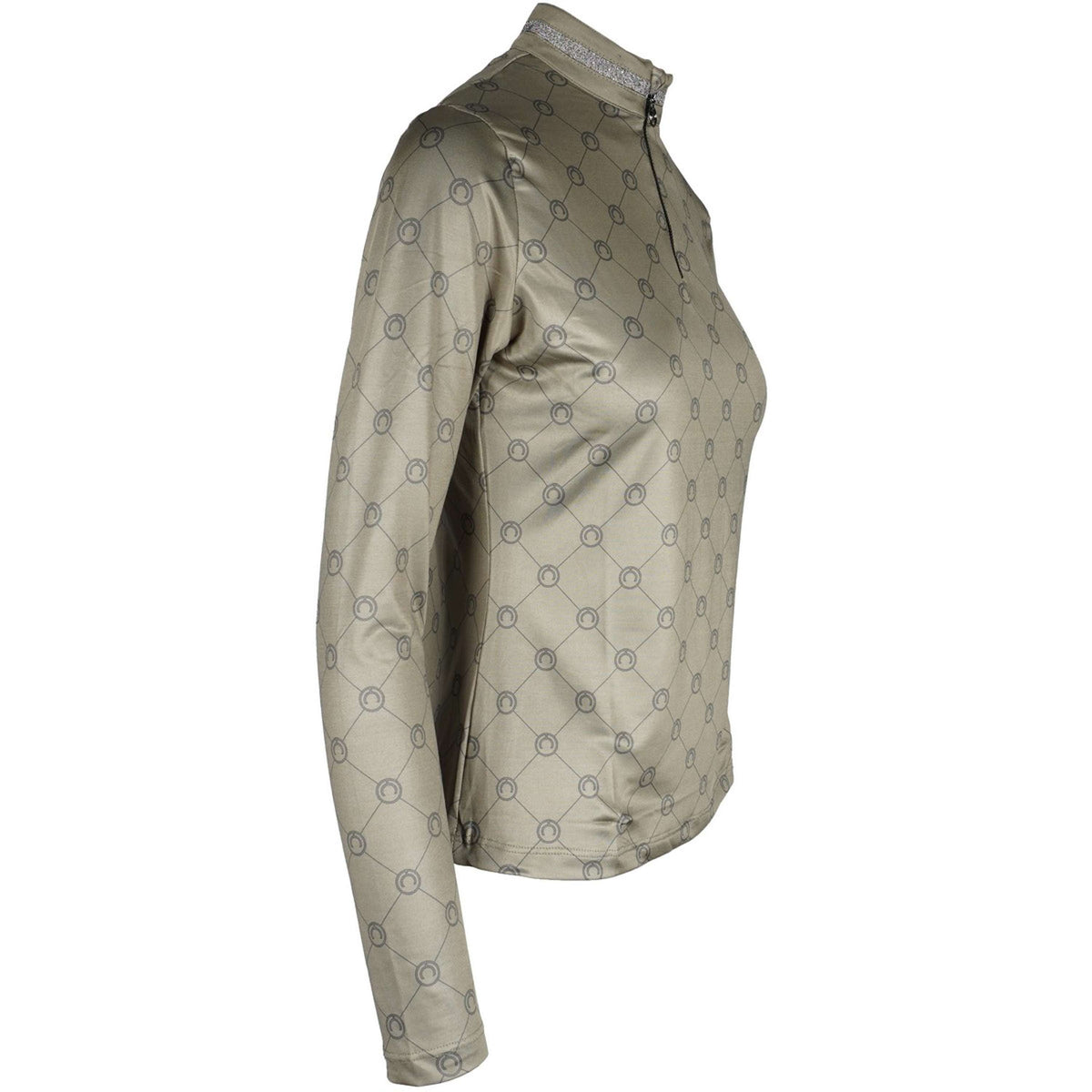 Montar Shirt MoAvina Monogram Caviar Crystal Deco Lange Ärmel Dusty Green