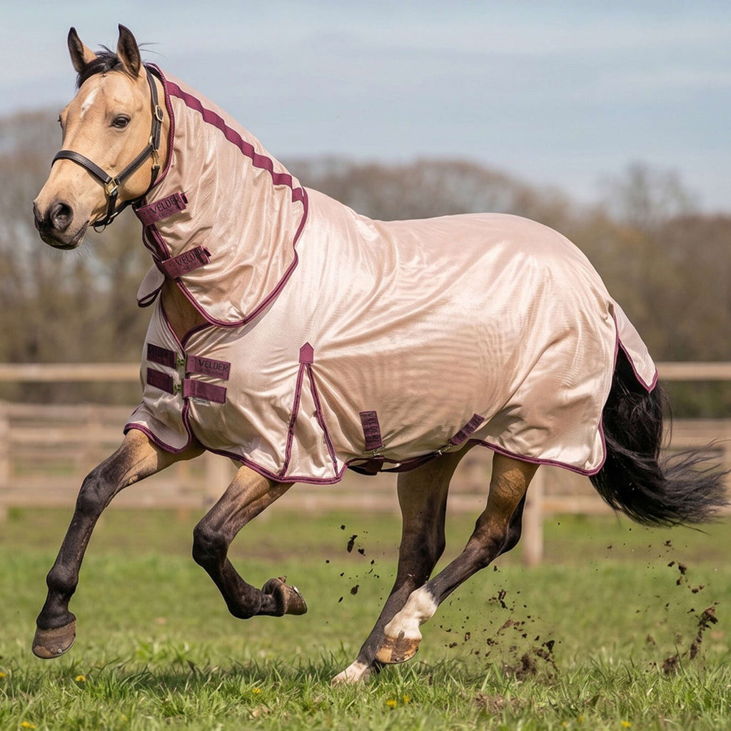 Velder Horsewear Essentials Fliegendecke Mesh mit Halsteil Earth Grey