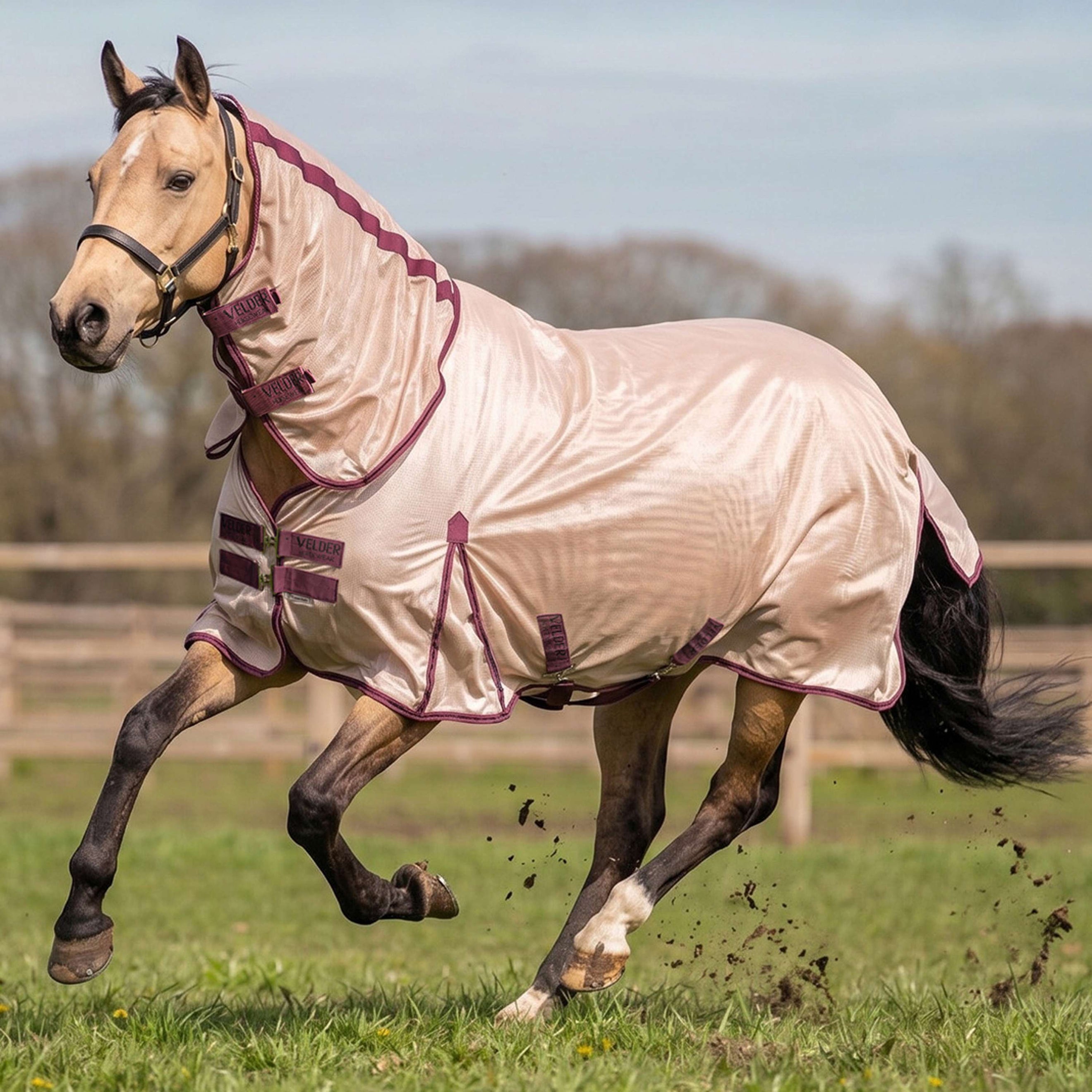 Velder Horsewear Essentials Fliegendecke Mesh mit Halsteil Earth Grey