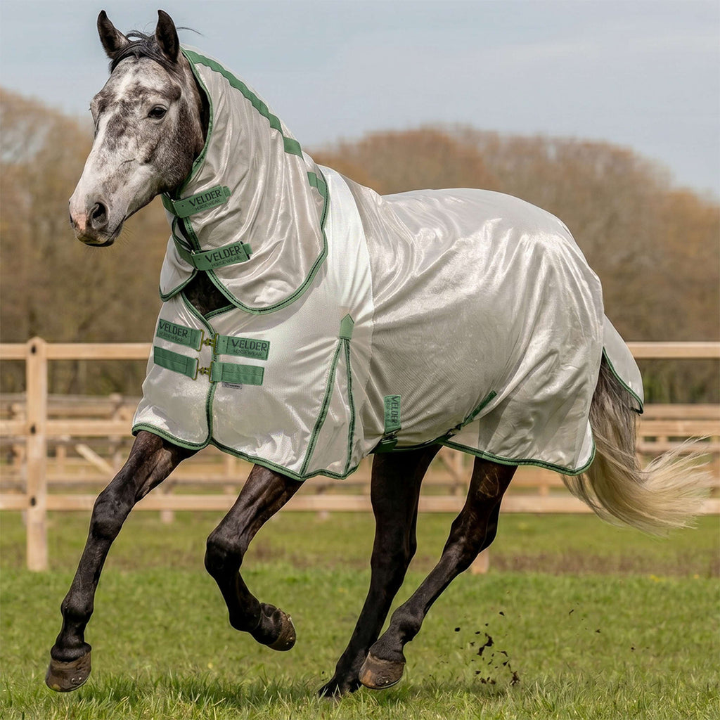 Velder Horsewear Essentials Fliegendecke Mesh mit Halsteil Silber