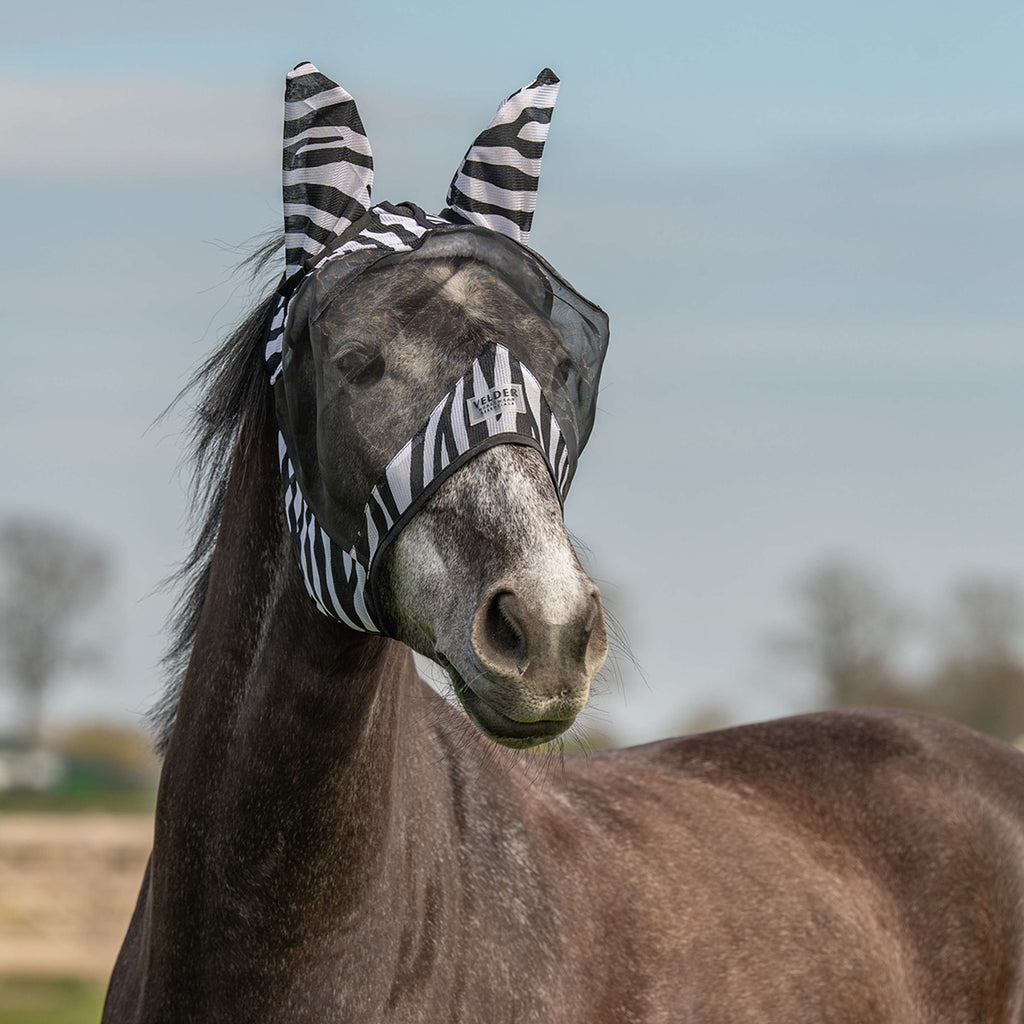 Velder Horsewear Essentials Fliegenmaske Zebra mit Ohren Schwarz/Weiß