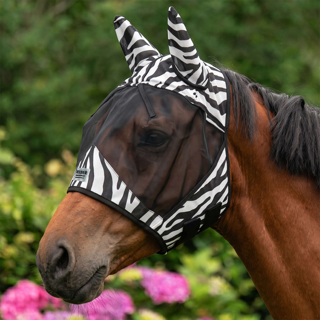 Velder Horsewear Essentials Fliegenmaske Zebra mit Ohren Schwarz/Weiß