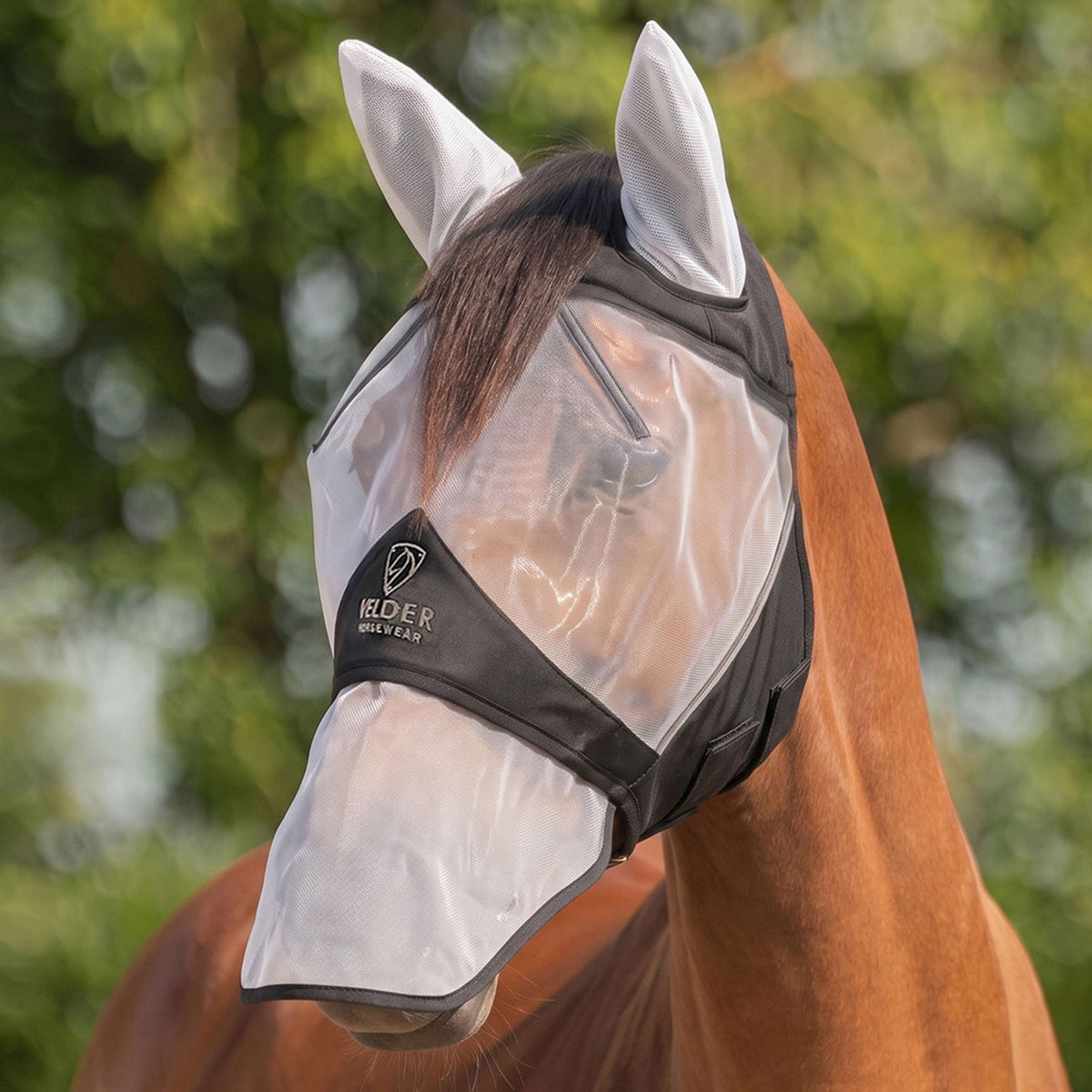 Velder Horsewear Premium Fliegenmaske mit Ohren und Nase Schwarz
