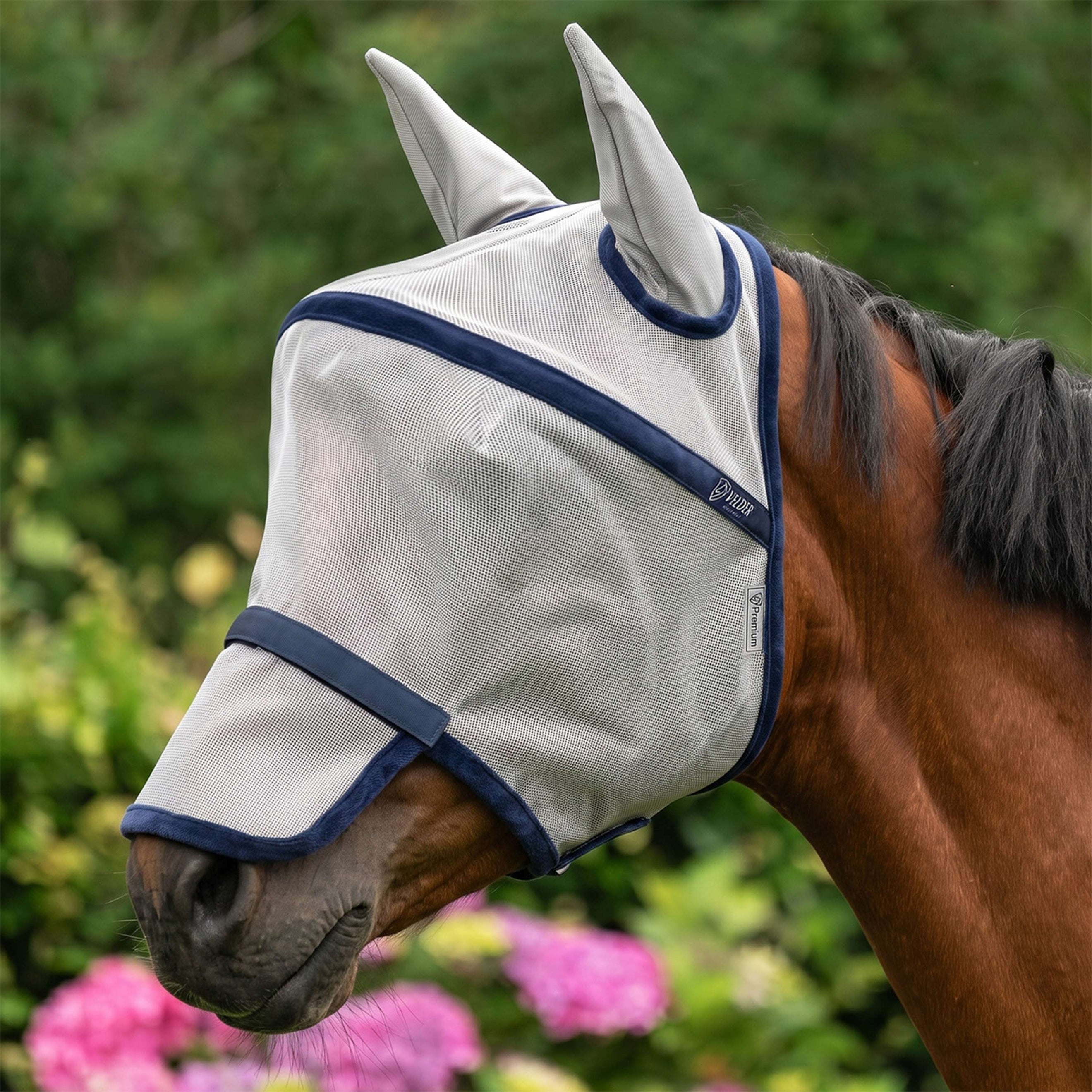 Velder Horsewear Premium Fliegenmaske Comfort Space Tan/Navy