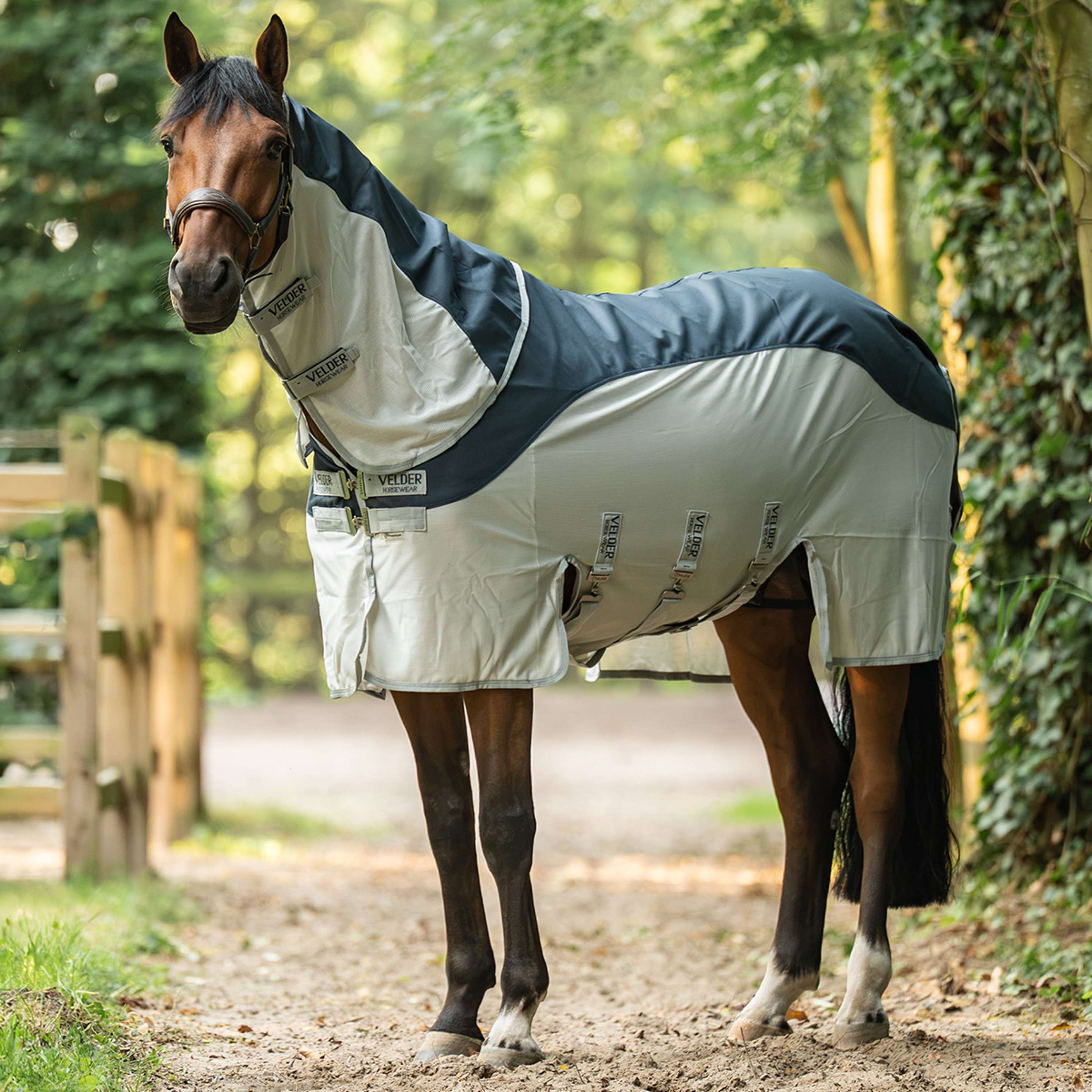 Velder Horsewear Premium Fliegendecke Rainless Summer Navy/Field Grey Velder Horsewear Premium Fliegendecke Rainless Summer Navy/Field Grey