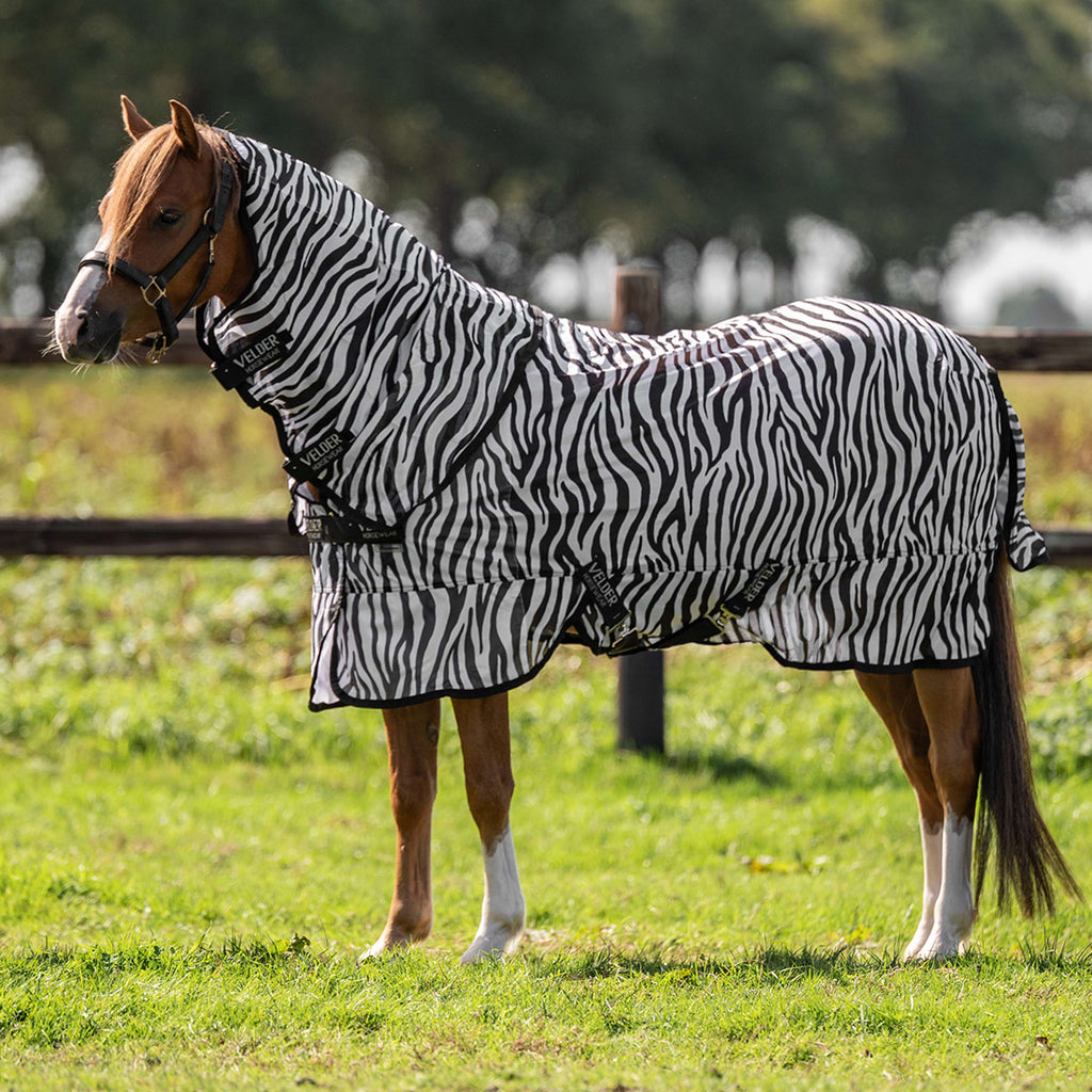 Velder Horsewear Essentials Pony Fliegendecke mit Halsteil Zebra Schwarz/Weiß