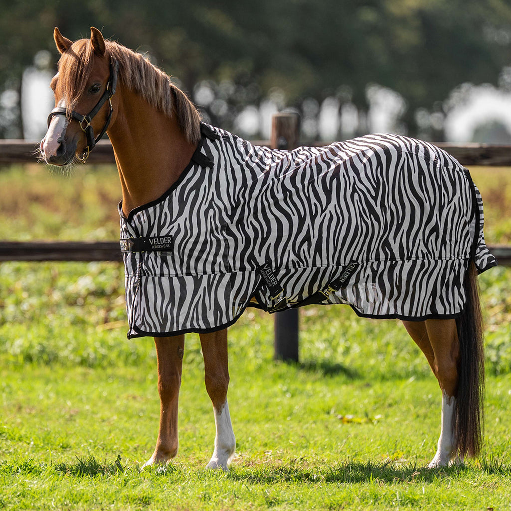 Velder Horsewear Essentials Pony Fliegendecke mit Halsteil Zebra Schwarz/Weiß