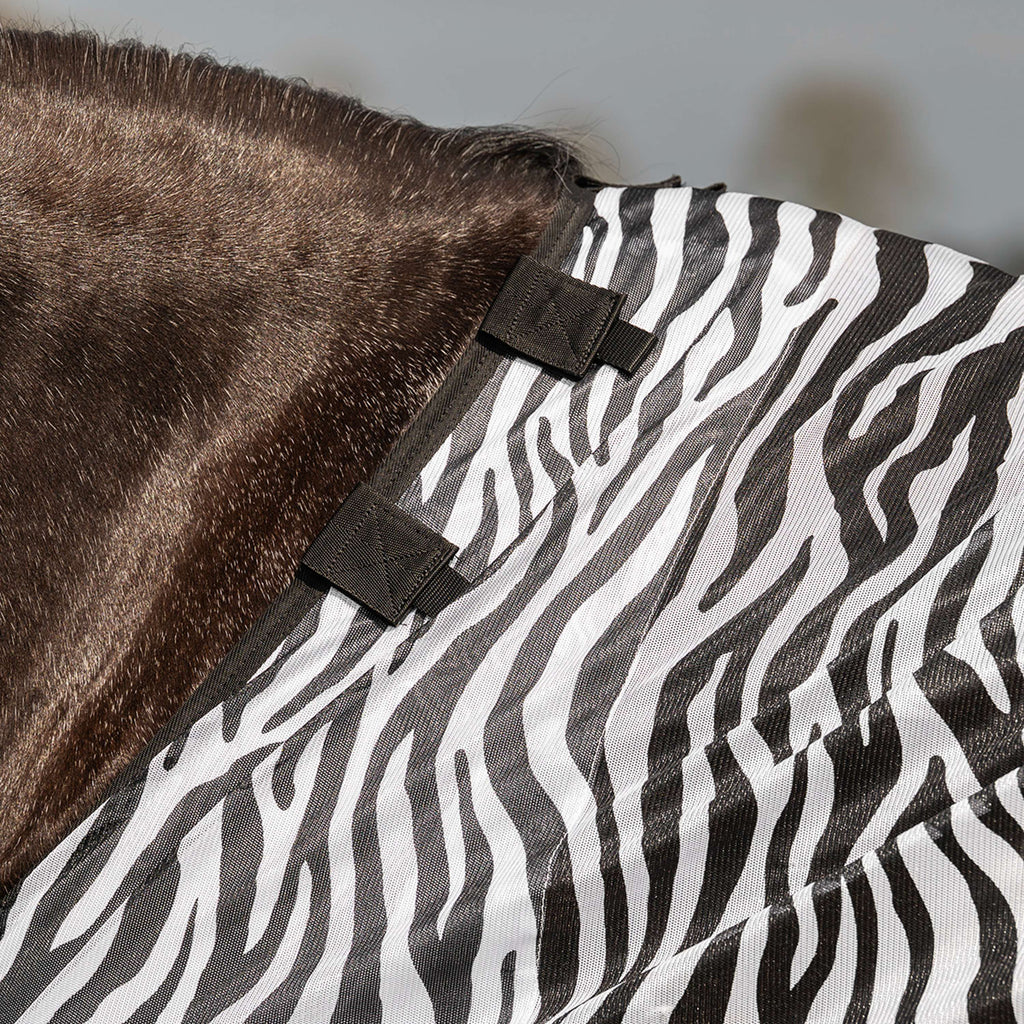 Velder Horsewear Essentials Fliegendecke mit Halsteil Zebra Schwarz/Weiß