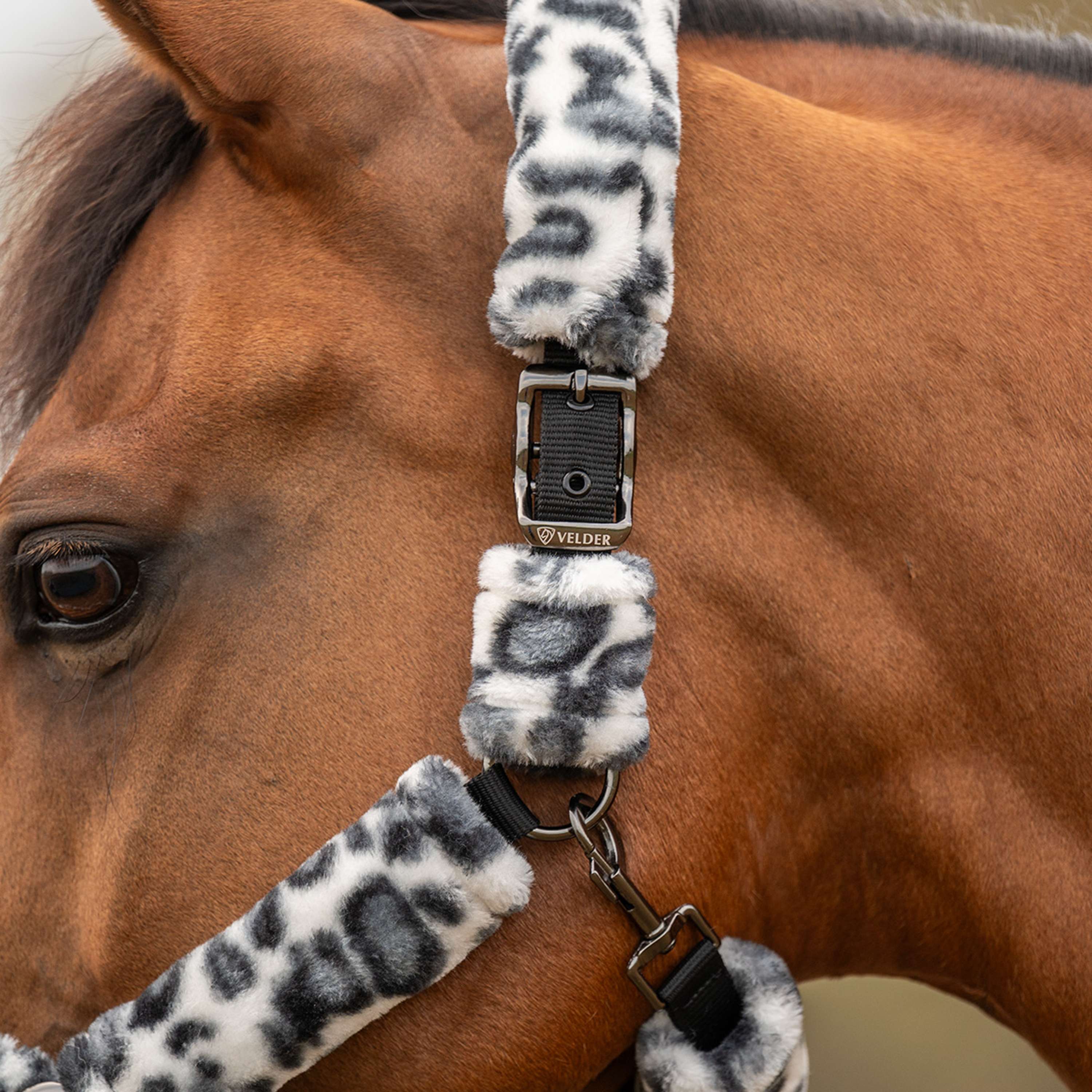 Velder Horsewear Premium Halfter Comfort Fur Snow Leopard Grau