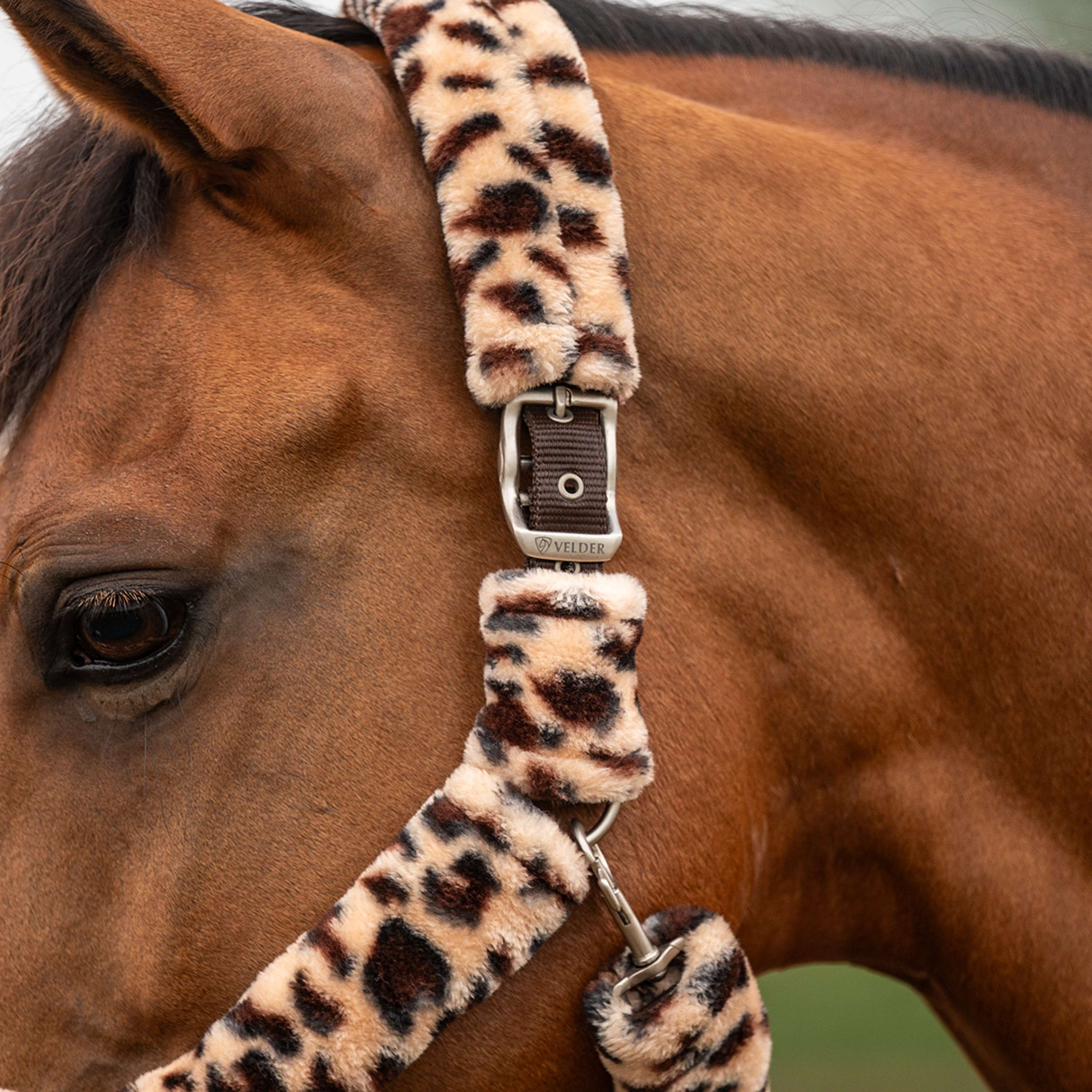 Velder Horsewear Premium Halfter Comfort Fur Snow Leopard Braun