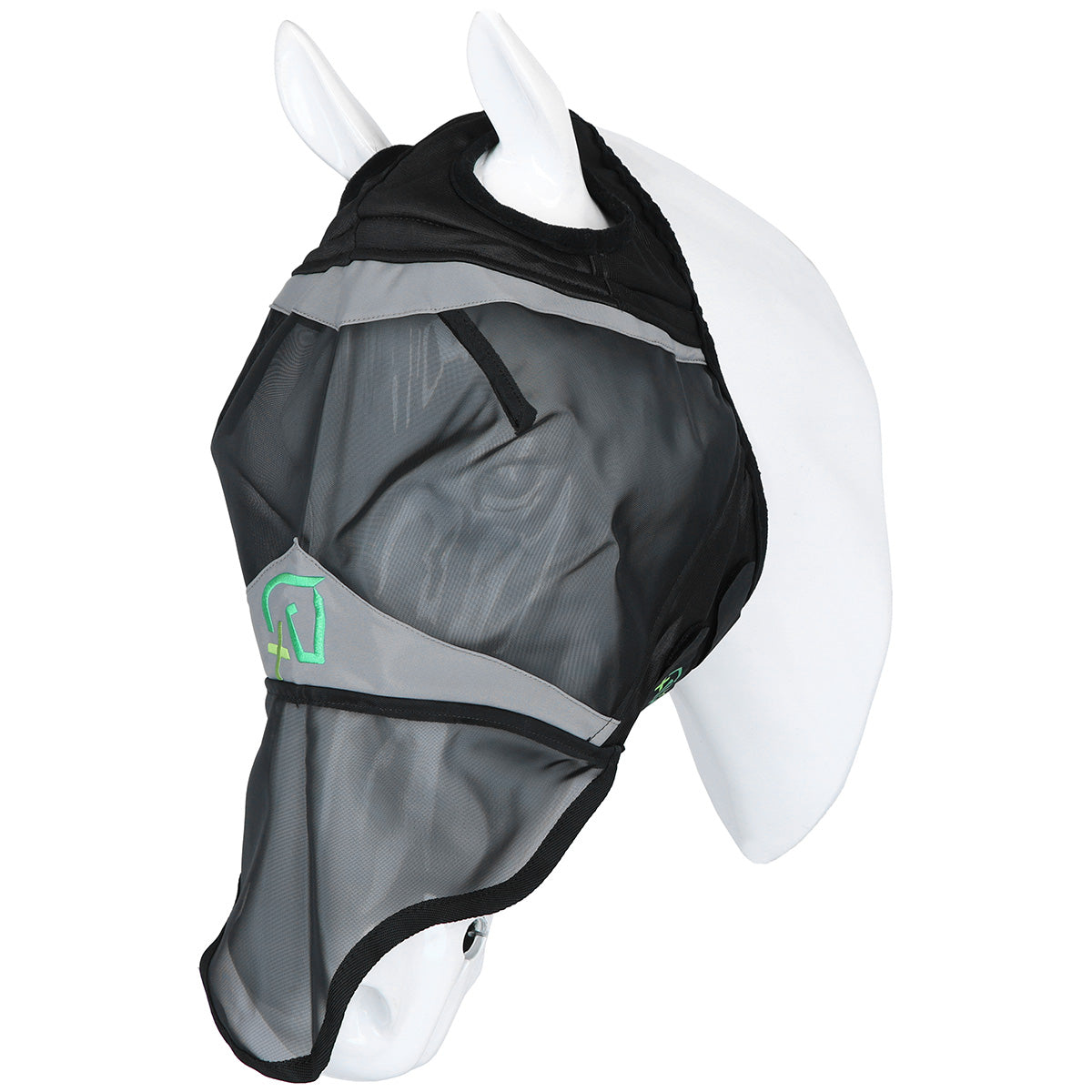 Agradi Horse Fliegenmaske Fine Mesh mit Ohrausschnitt und Nase Schwarz