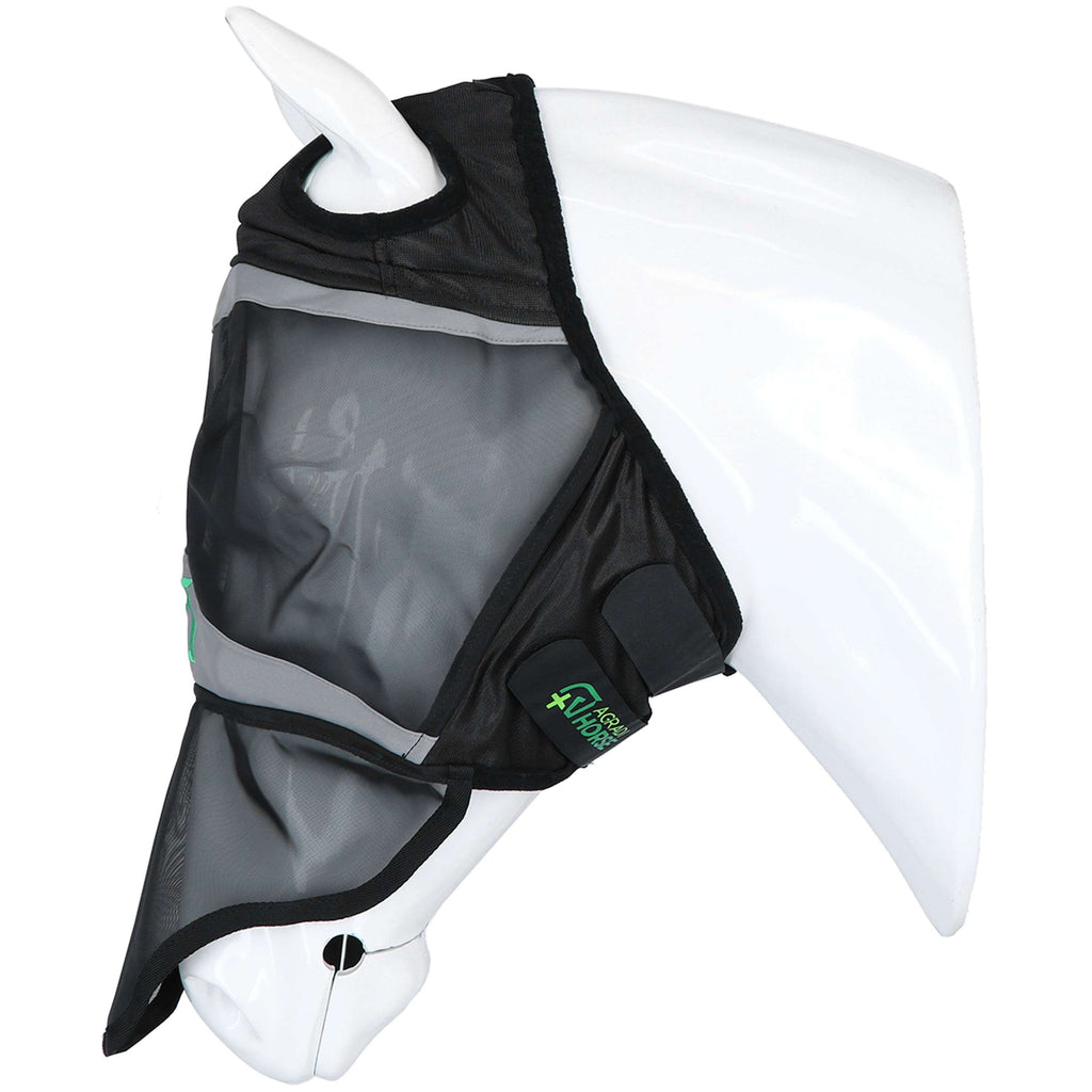 Agradi Horse Fliegenmaske Fine Mesh mit Ohrausschnitt und Nase Schwarz